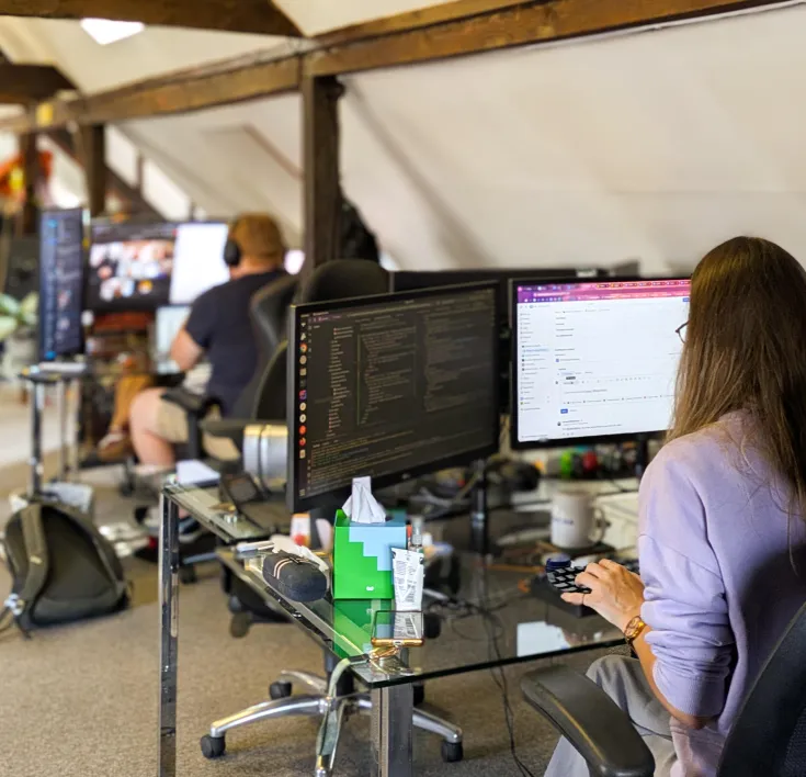 Kim and alex working