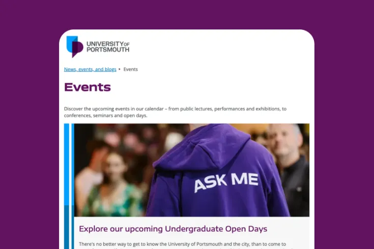University of Portsmouth mobile app view