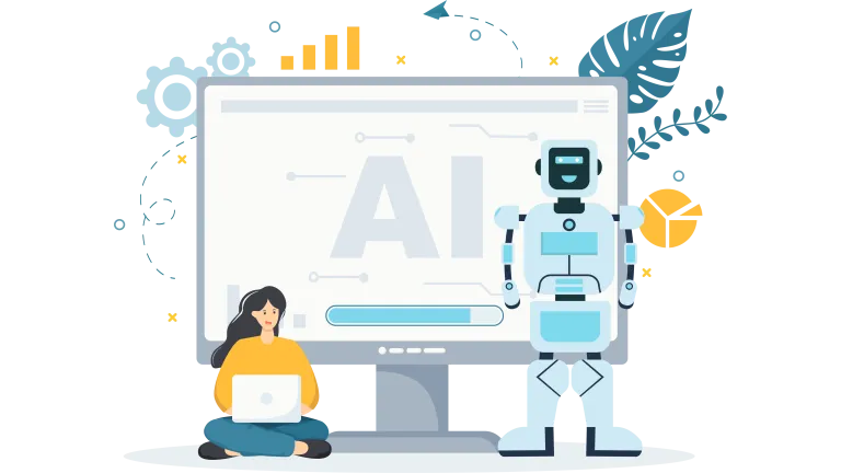 Female character and robot